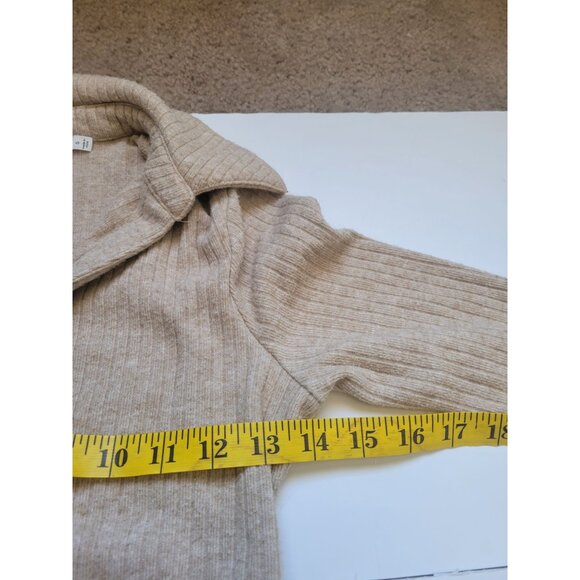 Astr Bransbury Knit Dress - Tan Ribbed Buttoned Long Sleeve Dress Size S Wedding - Picture 11 of 14